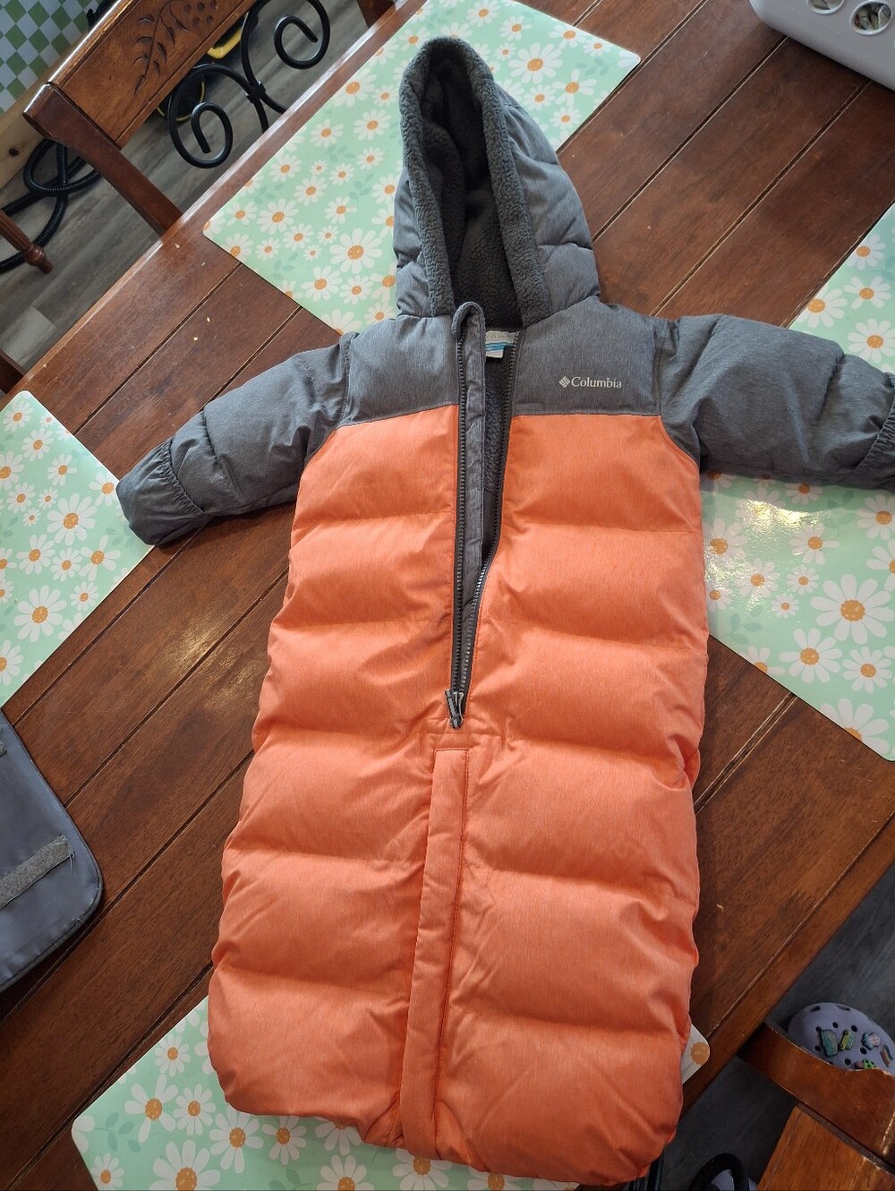 Columbia Coral and Gray Infant Snowsuit Bunting